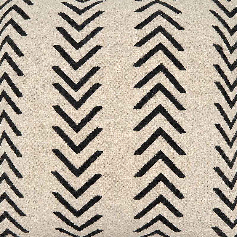 22"x22" Oversize Chevron Square Throw Pillow Cover Cream/Black - Saro Lifestyle