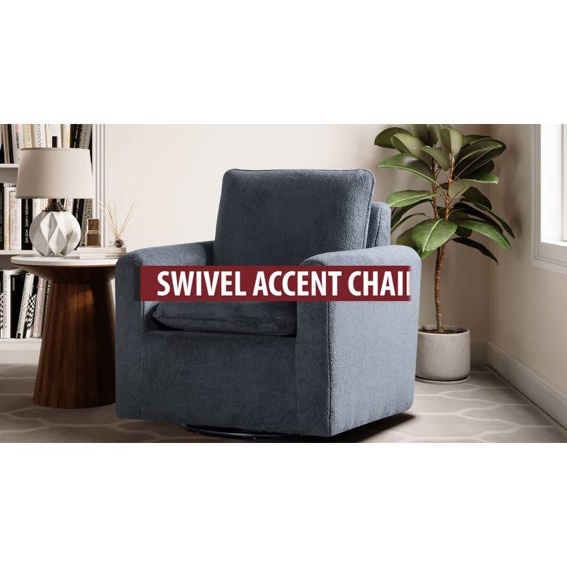 Lifestyle Solutions Lyndale Swivel Accent Chair Charcoal: High-Density Foam, Metal Legs, Scandinavian Style