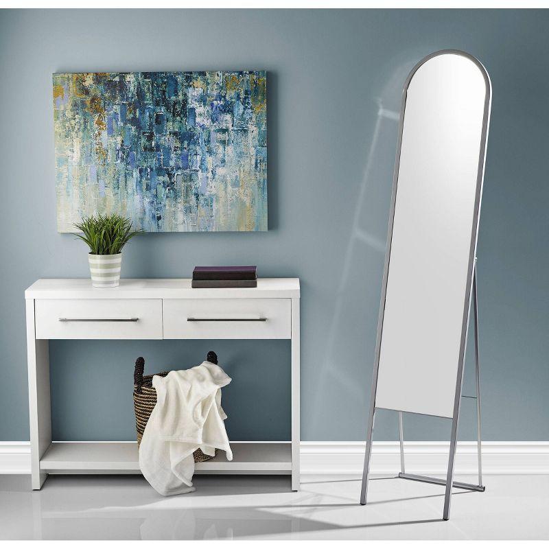 Adeline Floor Mirror Silver - Adesso: Modern Rectangle Leaning, Metal Frame, Freestanding