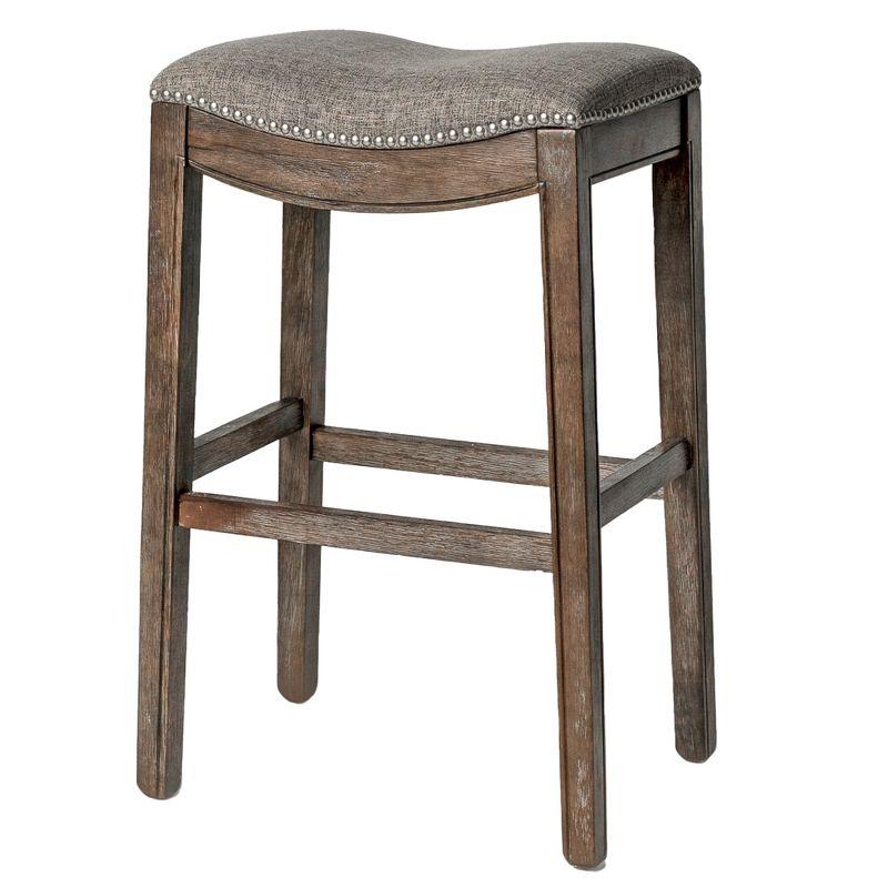 Maven Lane Maven Lane Adrien Backless Saddle Kitchen Stool with Fabric Upholstery