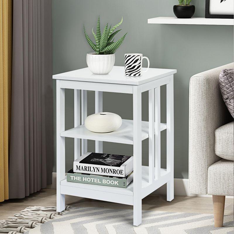 Tangkula 3-tier Side Table Nightstand Sofa End Table Storage Display Shelf