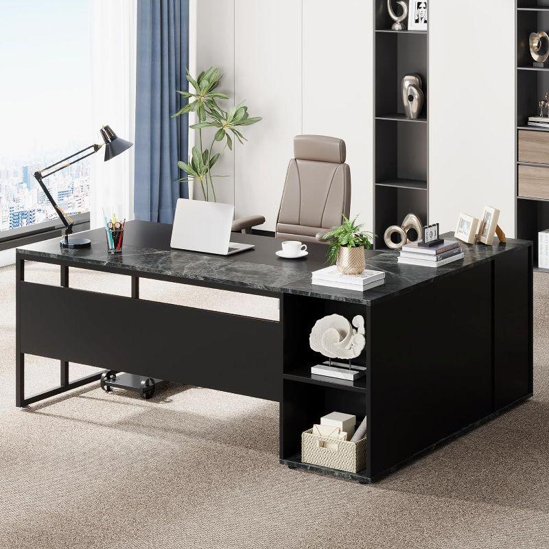 Tribesigns 70.86" Executive Desk, L-Shaped Office Desk with Storage Cabinet