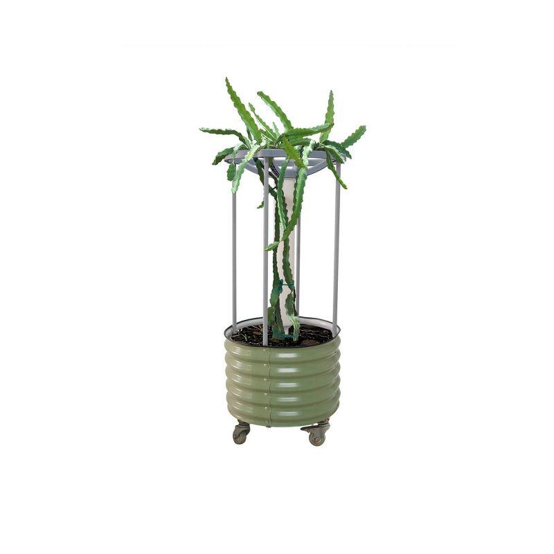 Vego Garden Self-Watering Rolling Dragon Fruit Outdoor Planter Pot with Trellis Olive Green 24"x24"x60"