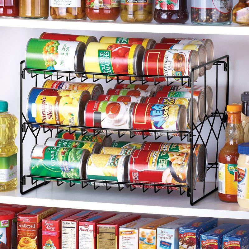 Collections Etc 3-Tier Black Finish Steel Can Storage & Organizer Rack 14.5 X 11.5 X 11