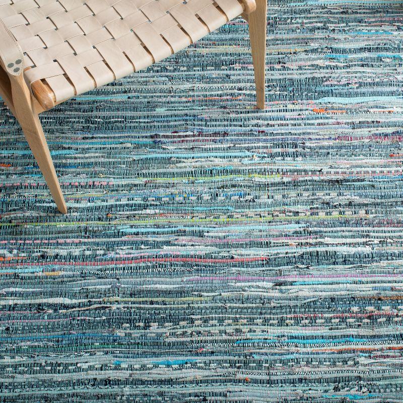 Rag Rug RAR127 Hand Woven Indoor Accent Rug - 4'x6' - Turquoise/Multi - Safavieh