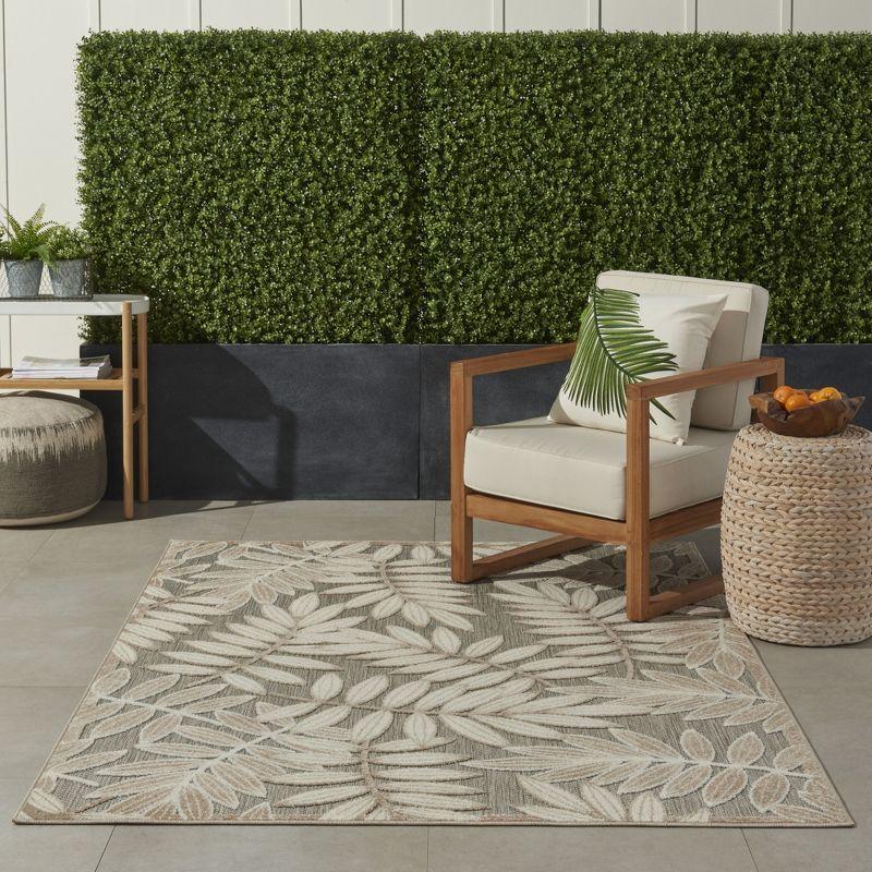 Nourison Aloha Floral Leaf Flatweave High-Low Indoor Outdoor Area Rug Natural 3'6" x 5'6"
