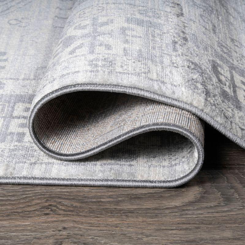 4'x6' Modern Persian Vintage Medallion Area Rug, Light Gray - JONATHAN Y