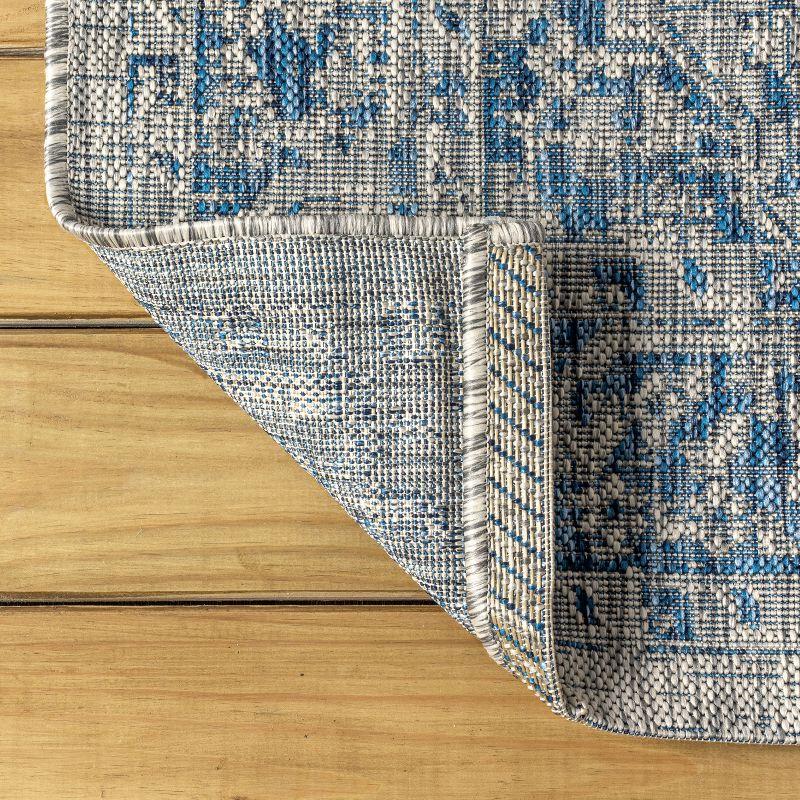 3'x5' Rozetta Boho Medallion Textured Weave Indoor/Outdoor Area Rug, Gray/Navy - JONATHAN Y