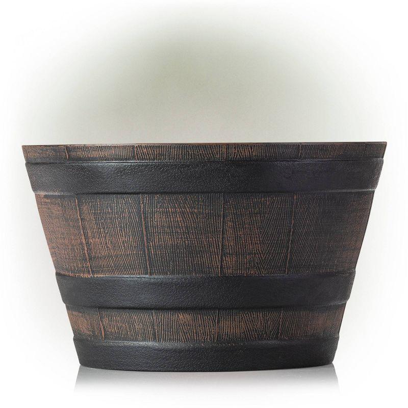 11" Wide Barrel Planter Novelty Bronze - Alpine Corporation