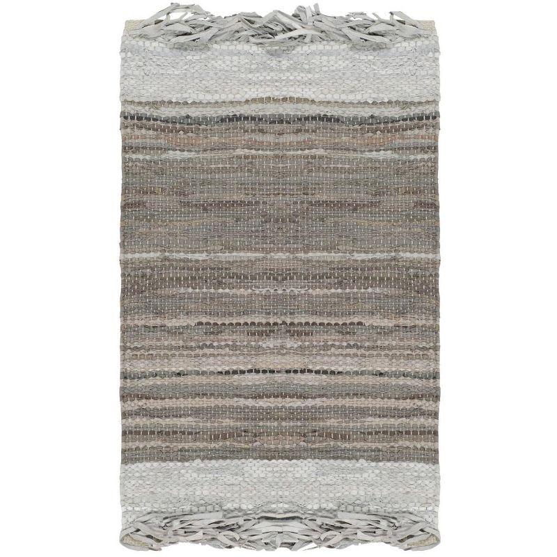 Vintage Leather VTL310 Hand Woven Indoor Accent Rug - Light Grey/Taupe - 2'x3' - Safavieh