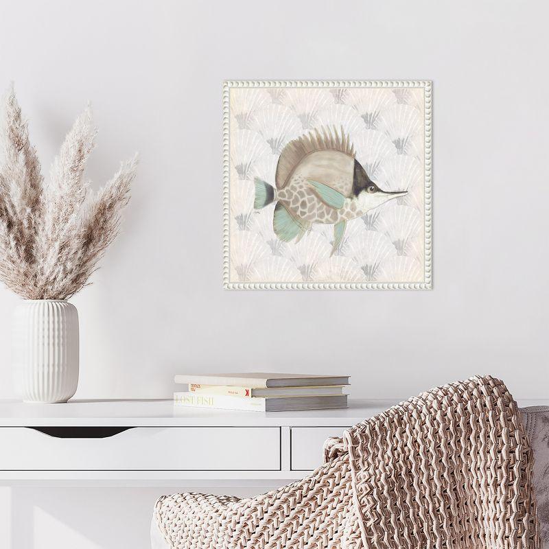 Amanti Art Neutral Vintage Fish III by Elizabeth Medley Canvas Wall Art Print Framed 16 x 16-in.