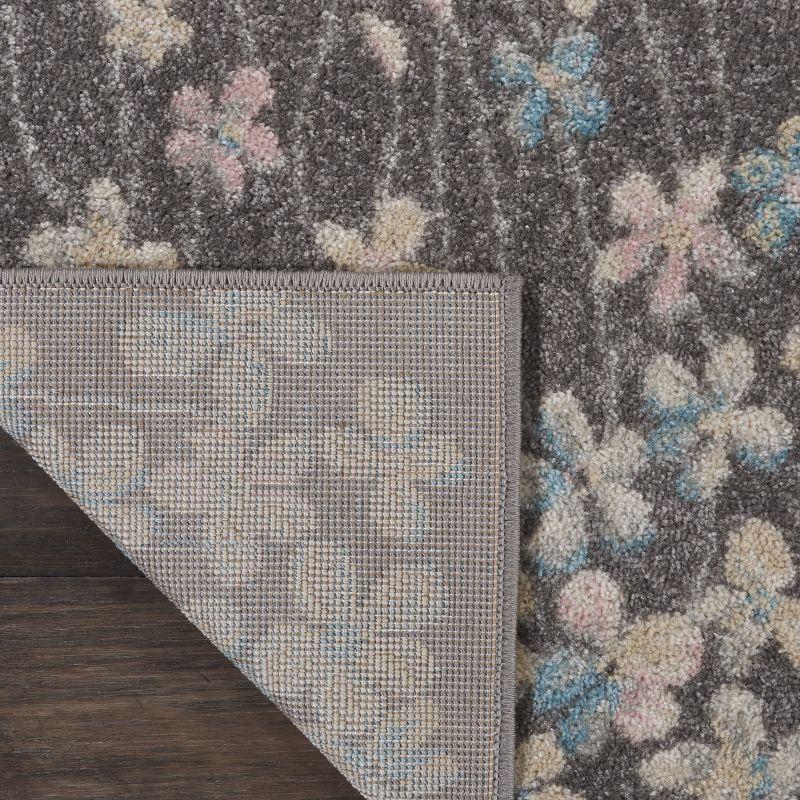 Nourison Tranquil 2'3" X 7'3" (7' Runner) Grey/Beige Indoor Area Rug Bohemian Botanical Vine and Bloom by Nourison