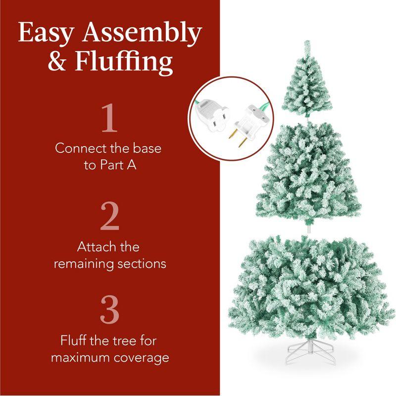 Best Choice Products 6ft Pre-Lit Sage Green Christmas Pine Tree w/ Flocked Branches, 250 Warm-White Lights