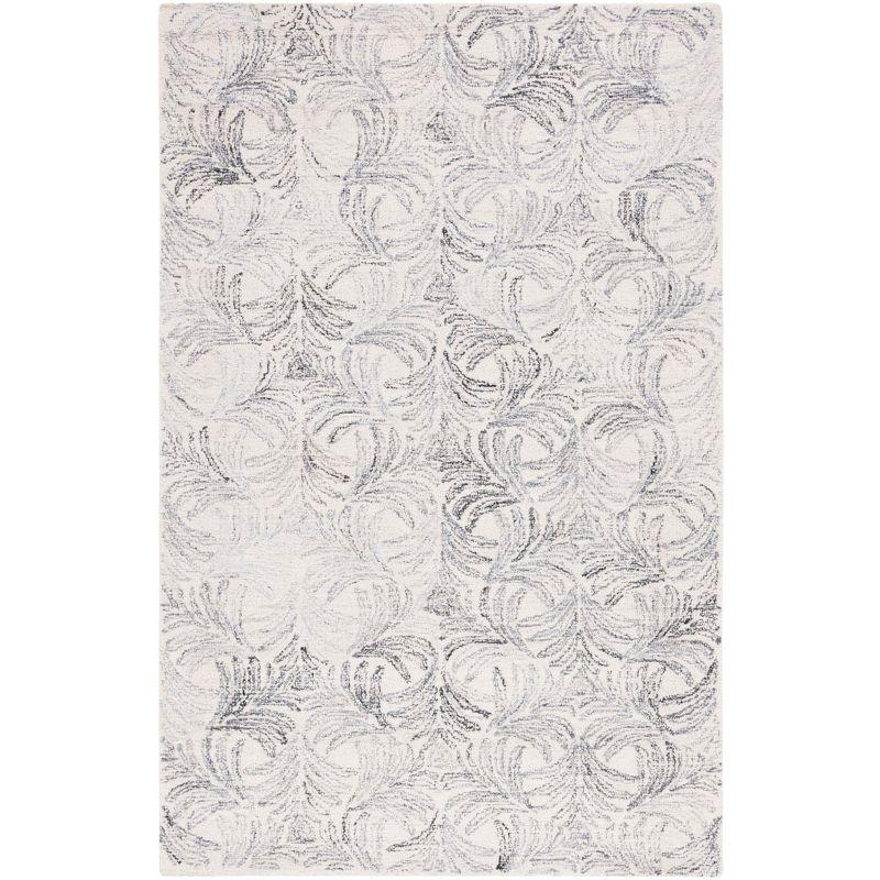 Ivory Grey Elegance 4' x 6' Tufted Wool-Silk Blend Area Rug