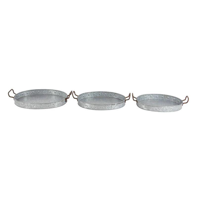 Farmhouse Iron Serving Tray Set Gray 3pk - Olivia & May