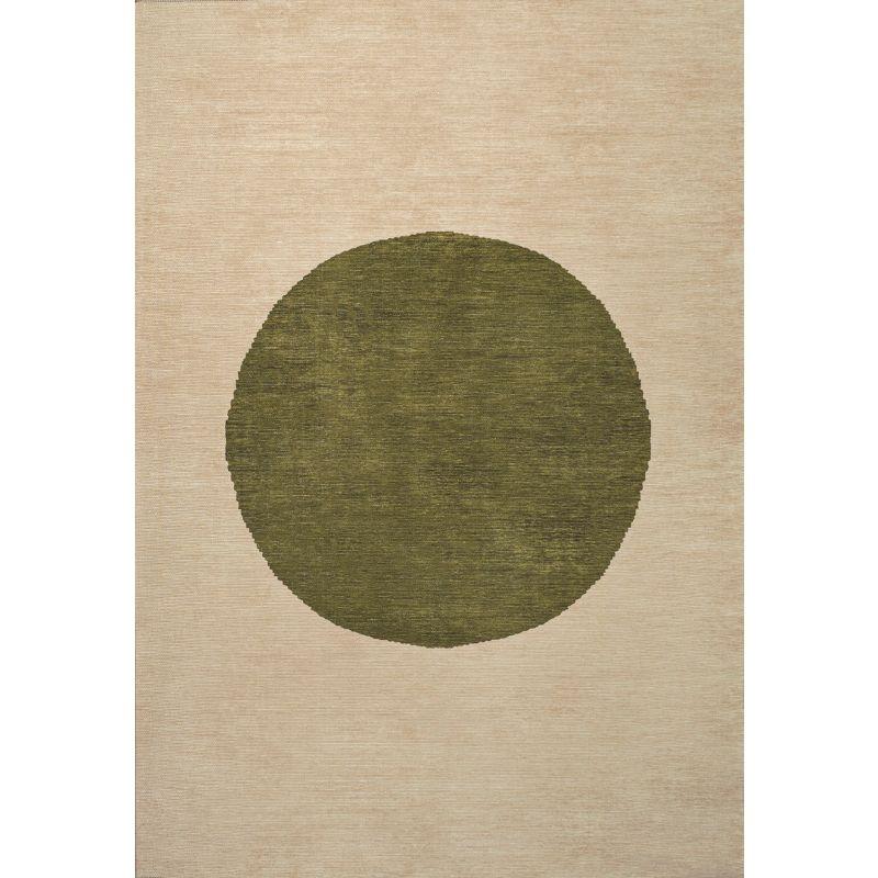 5' x 8' Cirkel Minimalist Geometric Dot Machine-Washable Area Rug, Cream/Olive - JONATHAN Y