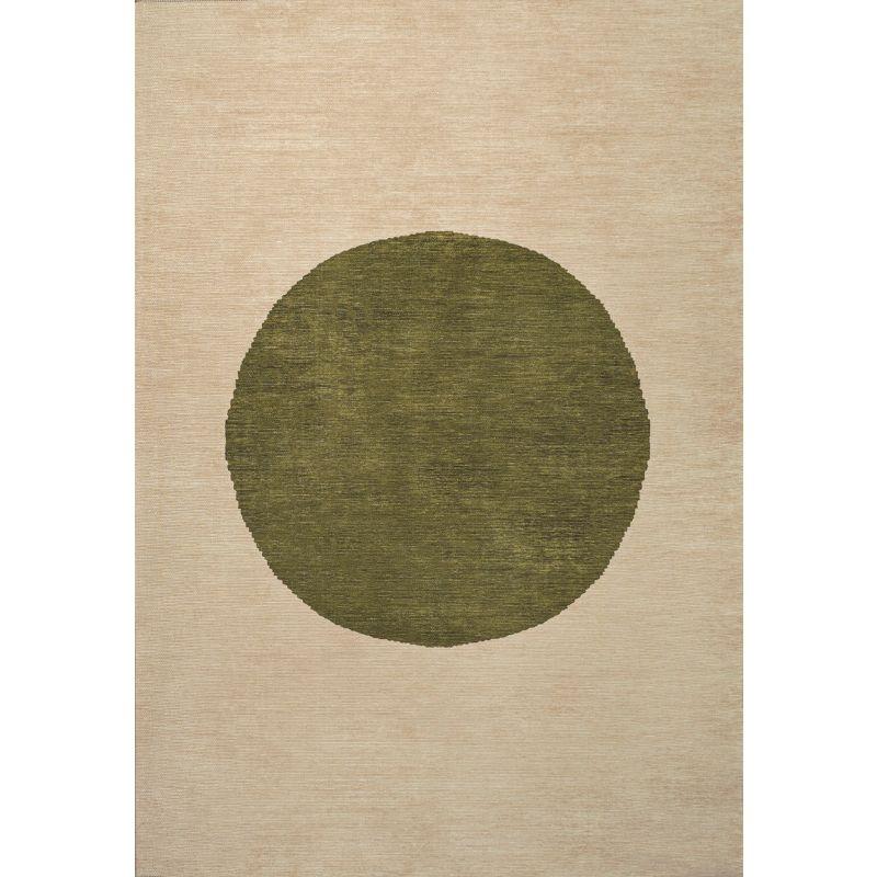 Scandinavian Minimalist Cream/Green Geometric 4' x 6' Synthetic Area Rug