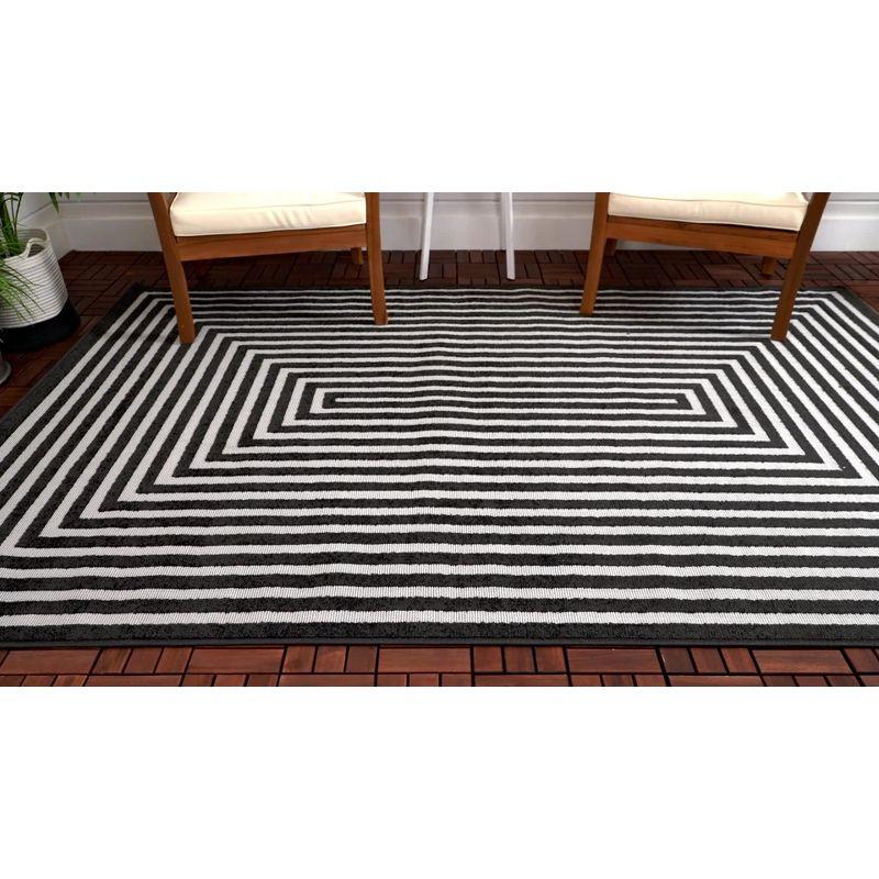 Beige Geometric 5' x 8' Synthetic Outdoor Area Rug