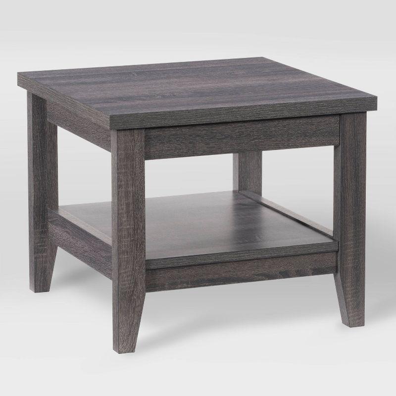 Hollywood Side Table with Shelf Dark Gray - CorLiving: Laminated MDF, Modern Design, Fixed Storage Shelf