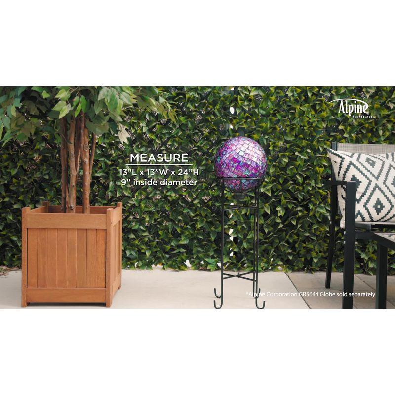 24" Metal Gazing Globe Stand - Alpine Corporation: Pedestal Display for Outdoor Decor, Black Finish