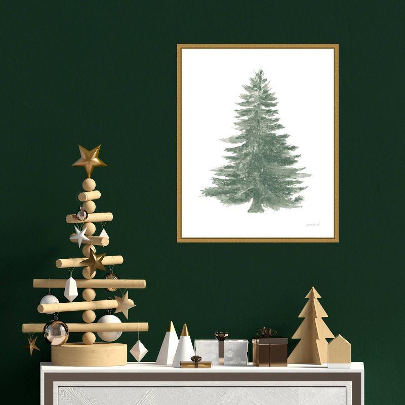 16" x 20" Floursack Holiday Tree by Danhui Nai Framed Canvas Wall Art - Amanti Art: Seasonal Botanical Decor