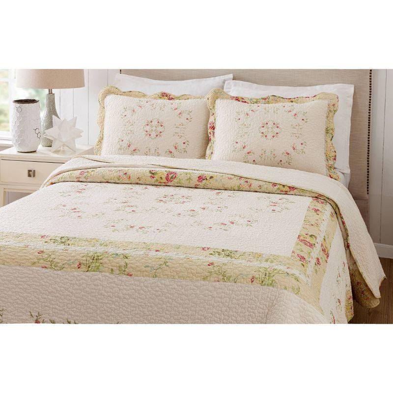 Standard Prairie Bloom Sham Yellow - Mary Jane's Home: Embroidered Cotton Botanical Design, Machine Washable, 140 Thread Count