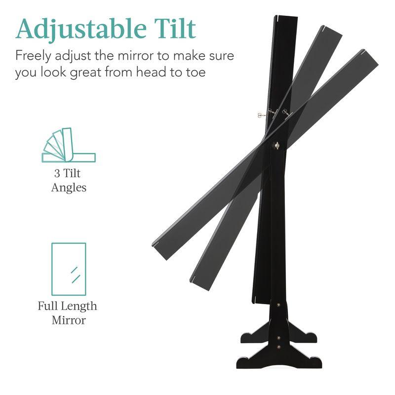 Best Choice Products Jewelry Armoire Cabinet, Full Length Mirror w/ Velvet Storage Interior, Lock - Black