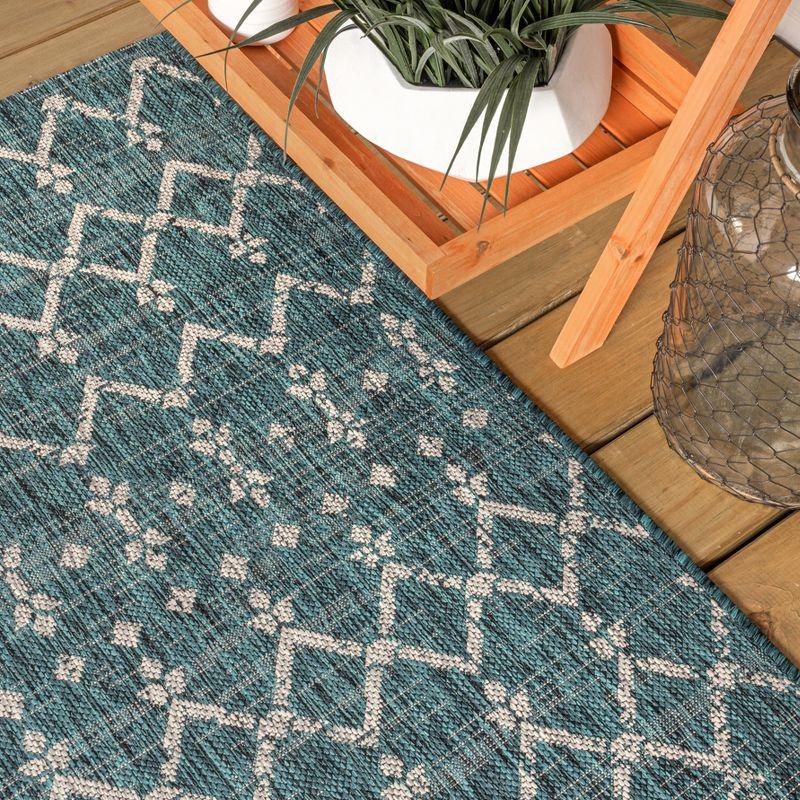 Ourika Moroccan Geometric Textured Weave Indoor/Outdoor Area Rug - JONATHAN Y