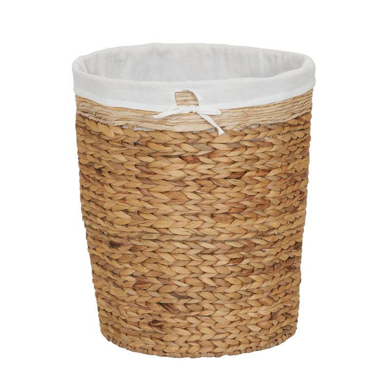 Beige Round Wicker Laundry Hamper with Liner