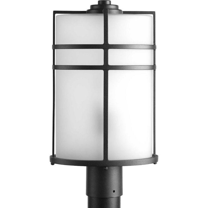 Progress Lighting, Format Collection, 1-Light Outdoor Wall Lantern, Black, Etched Glass Shade