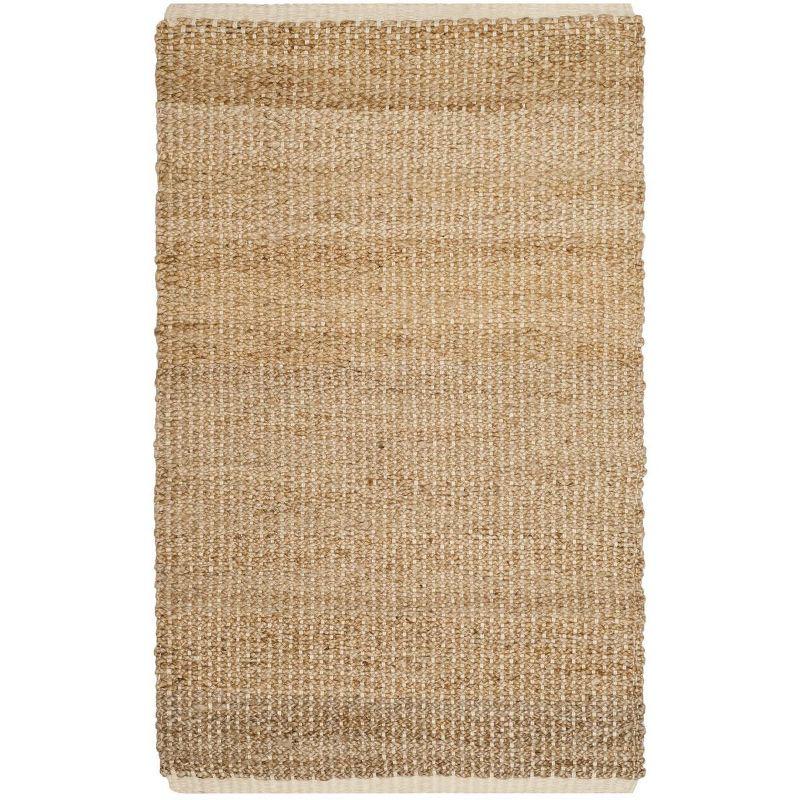 Ivory and Natural Handmade Jute Area Rug, 3' x 5'