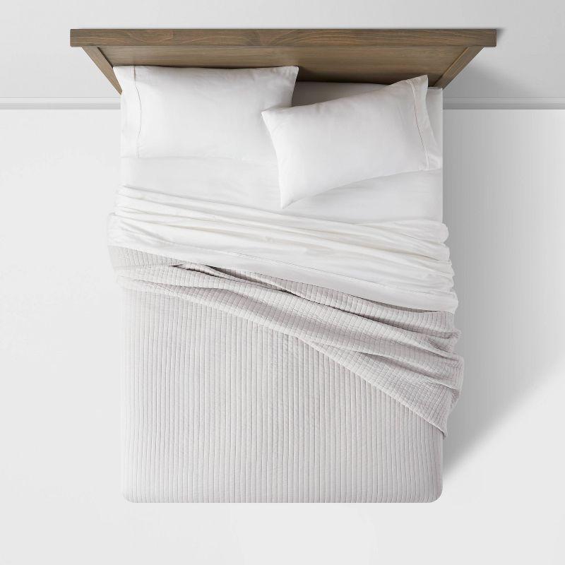 Full/Queen Washed Cotton Sateen Quilt Light Gray - Threshold™