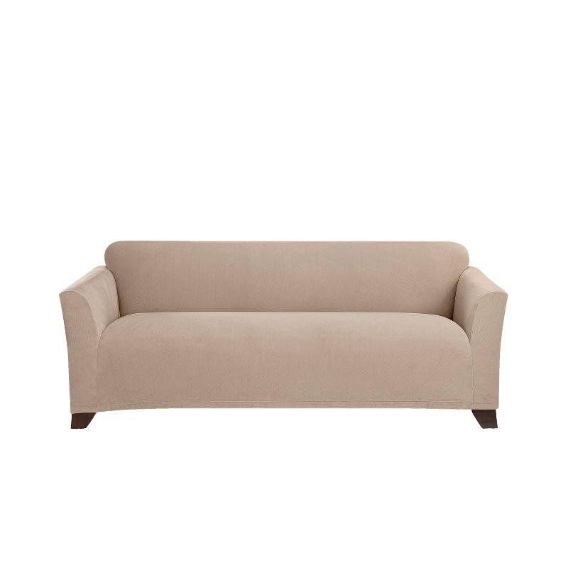 Stretch Morgan Sofa Slipcover Khaki - Sure Fit: Elastic Knit, Protective Furniture Cover