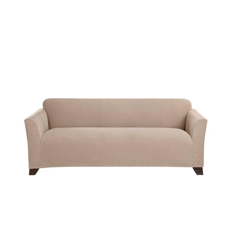 Khaki Stretch Fit Box Cushion Sofa Cover