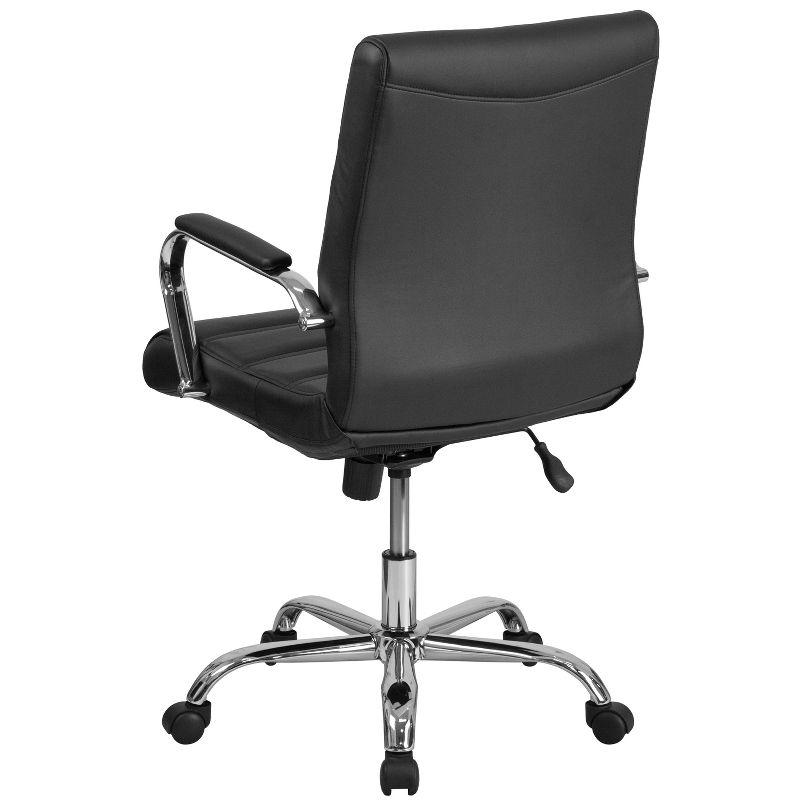 Mid-Back Black LeatherSoft Executive Swivel Office Chair with Chrome Frame