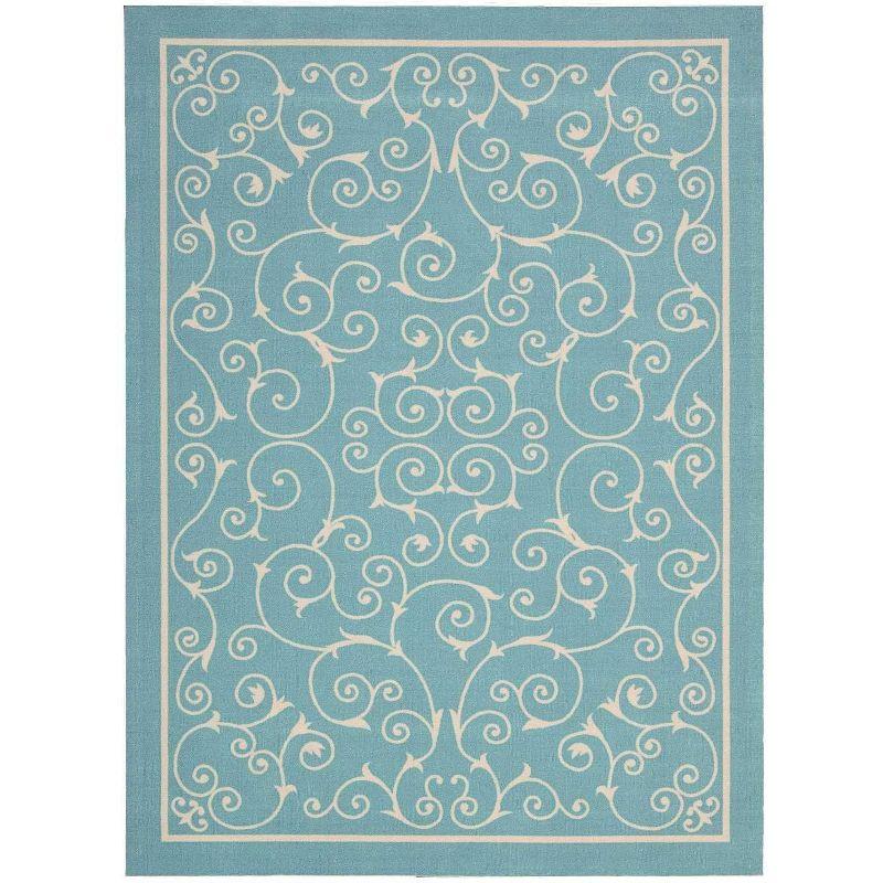 Nourison Home & Garden Light Blue Indoor/Outdoor Area Rug RS019 4'3" x 6'3"