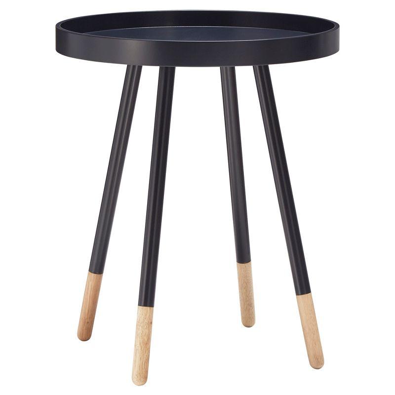 Olcott Mid Century Tray Top Accent Table - Midnight - Inspire Q: Round Metal Side, Black Frame