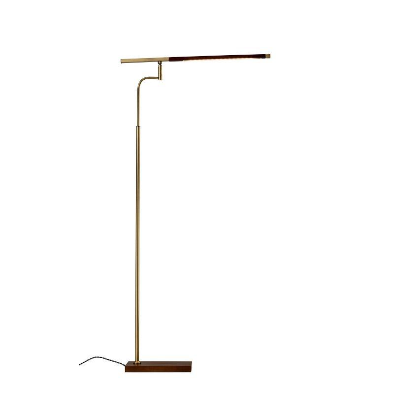 50.5" x 62.5" 3-way Barrett Floor Lamp: LED, Walnut Wood, Touch Sensor - Adesso