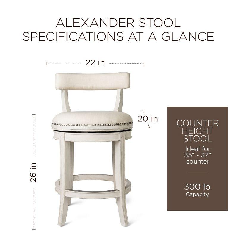 White Oak Swivel Counter Stool with Upholstered Seat