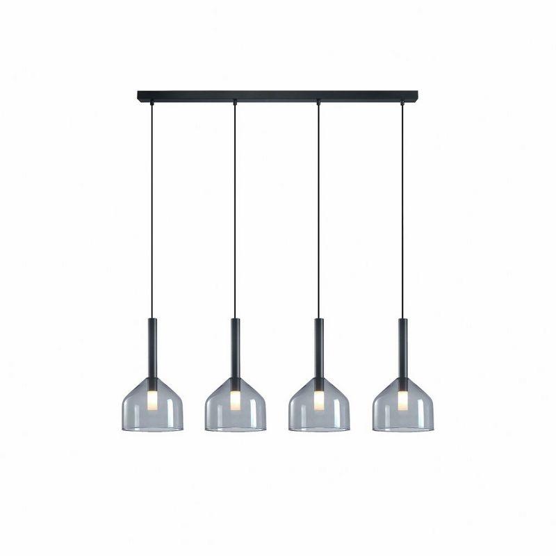 Black Clear Glass 4-Light Island Pendant