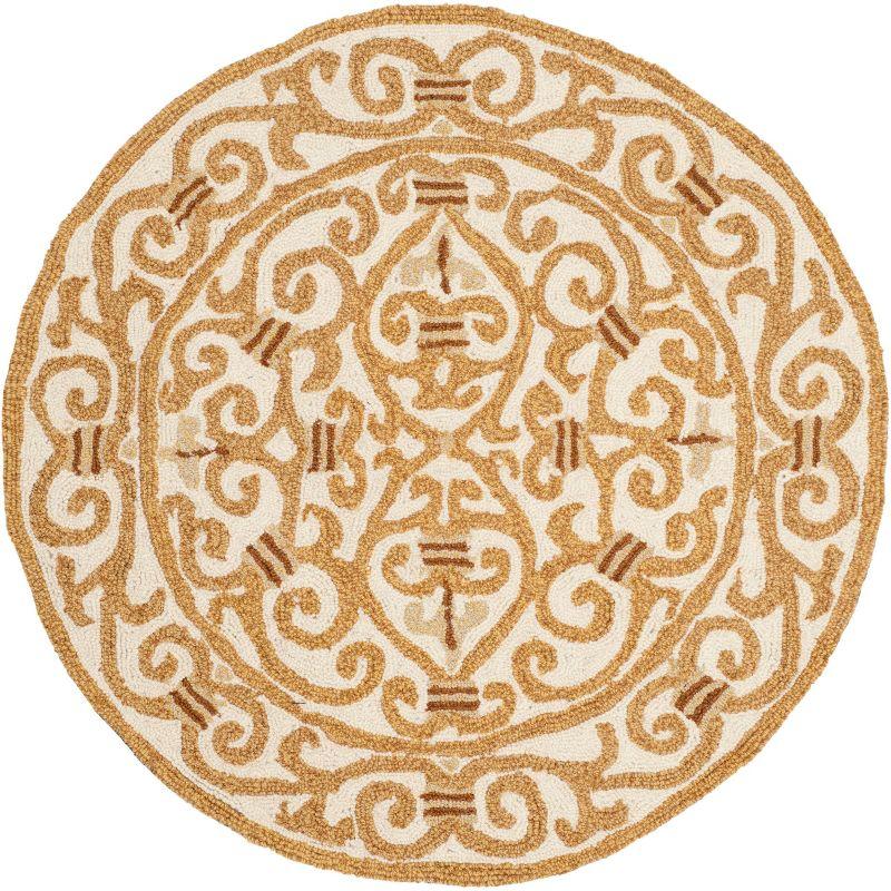 Chelsea HK11 Handmade Area Rug - 3' Round - Ivory/Gold - Safavieh