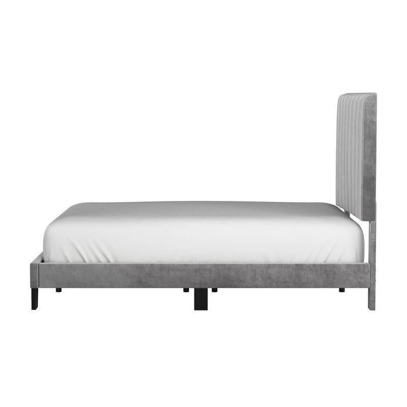 Crestone Full Gray Velvet Tufted Upholstered Platform Bed