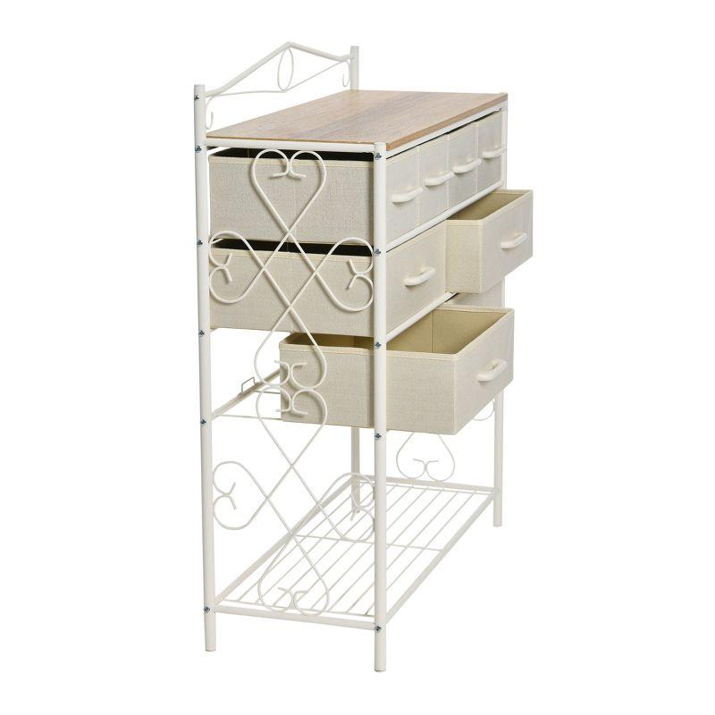 Victorian Style 8-Drawer and Bottom Shoe Shelf Storage Organizer Unit, White and Coastal Oak Color