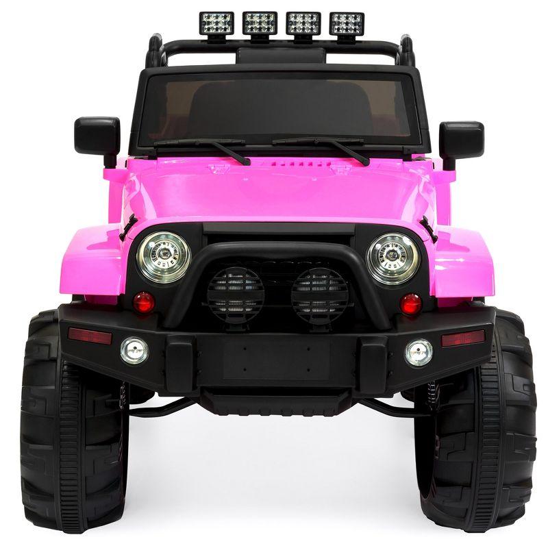 Best Choice Products 12V Kids Ride On Truck Car w/ Remote Control, Spring Suspension, Bluetooth, LED Lights - Pink