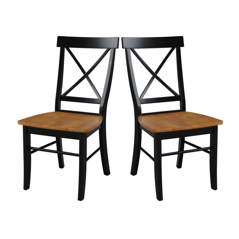 International Concepts Set of 2 X Back Chairs with Solid Wood Seats Black/Cherry Red: Hardwood Frame, Mid-Century Style