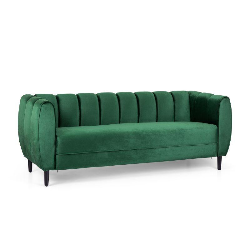 Christopher Knight Home Bobran Modern Wood and Velvet 3 Seater Sofa