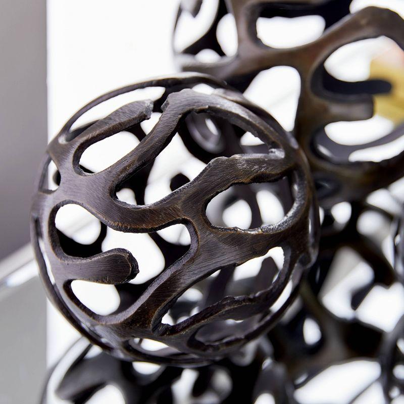 Set of 3 Decorative Aluminum Balls Brass - Olivia & May: Indoor Sculpture, Vase Filler, Tabletop Decor