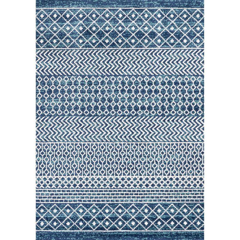 5' x 8' Arta Moroccan Vintage Geometric Rug Area Rug, Navy/Cream - JONATHAN Y