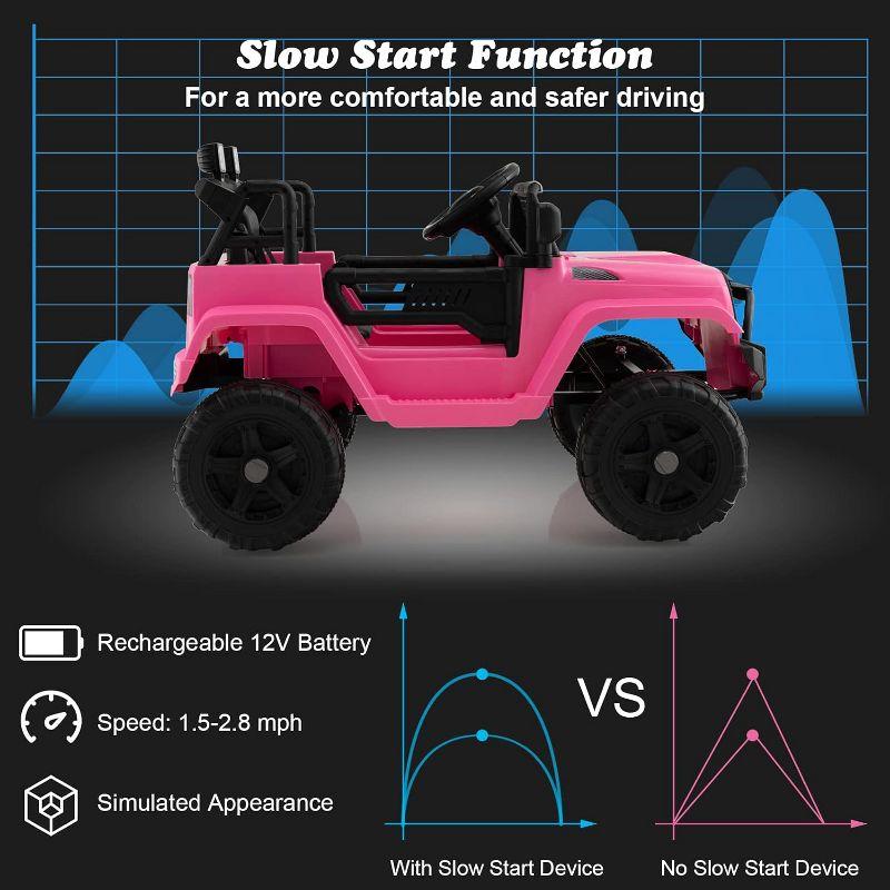 Costway 12V Kids Ride On Car Electric Vehicle Jeep with Parental Remote Music Horn Headlights Slow Start Function Pink