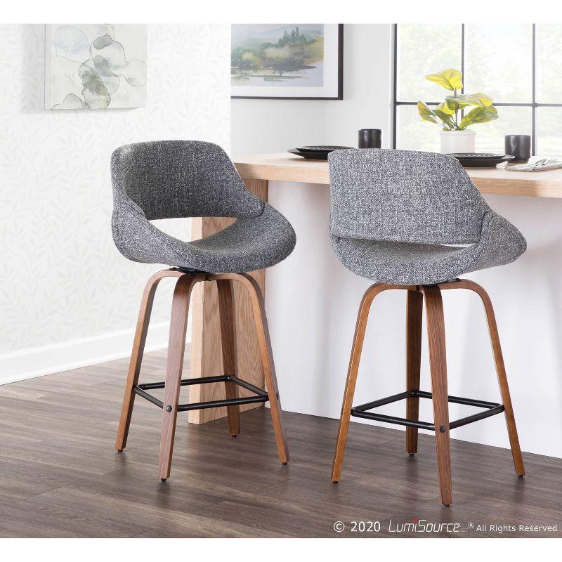 Set of 2 Fabrico Mid-Century Modern Counter Height Barstools - LumiSource